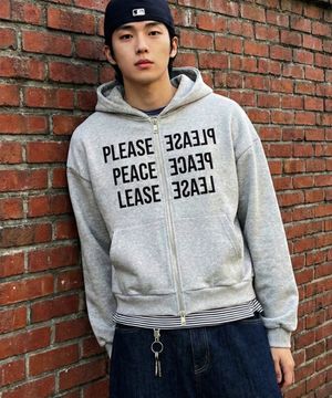 2way 크롭핏 타이포 후드 집업 그레이 기모선택