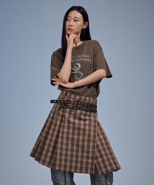Karv Buckle Wrap Skirt (Brown)