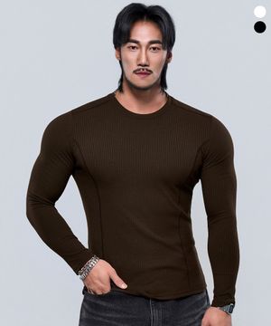 P2607 골지 절개 머슬핏 긴팔티 [2COLOR]