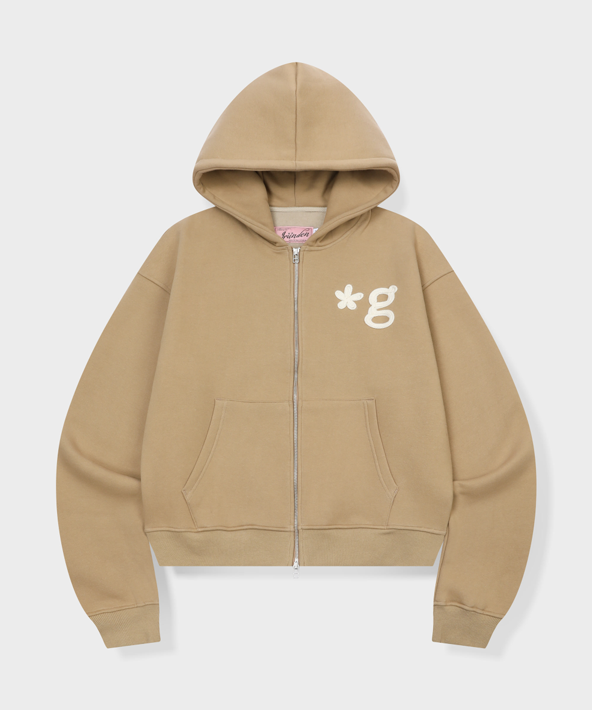 글런든(GRUNDEN) HAND WORK FLUFFY HOODIE ZIP-UP (BEIGE)