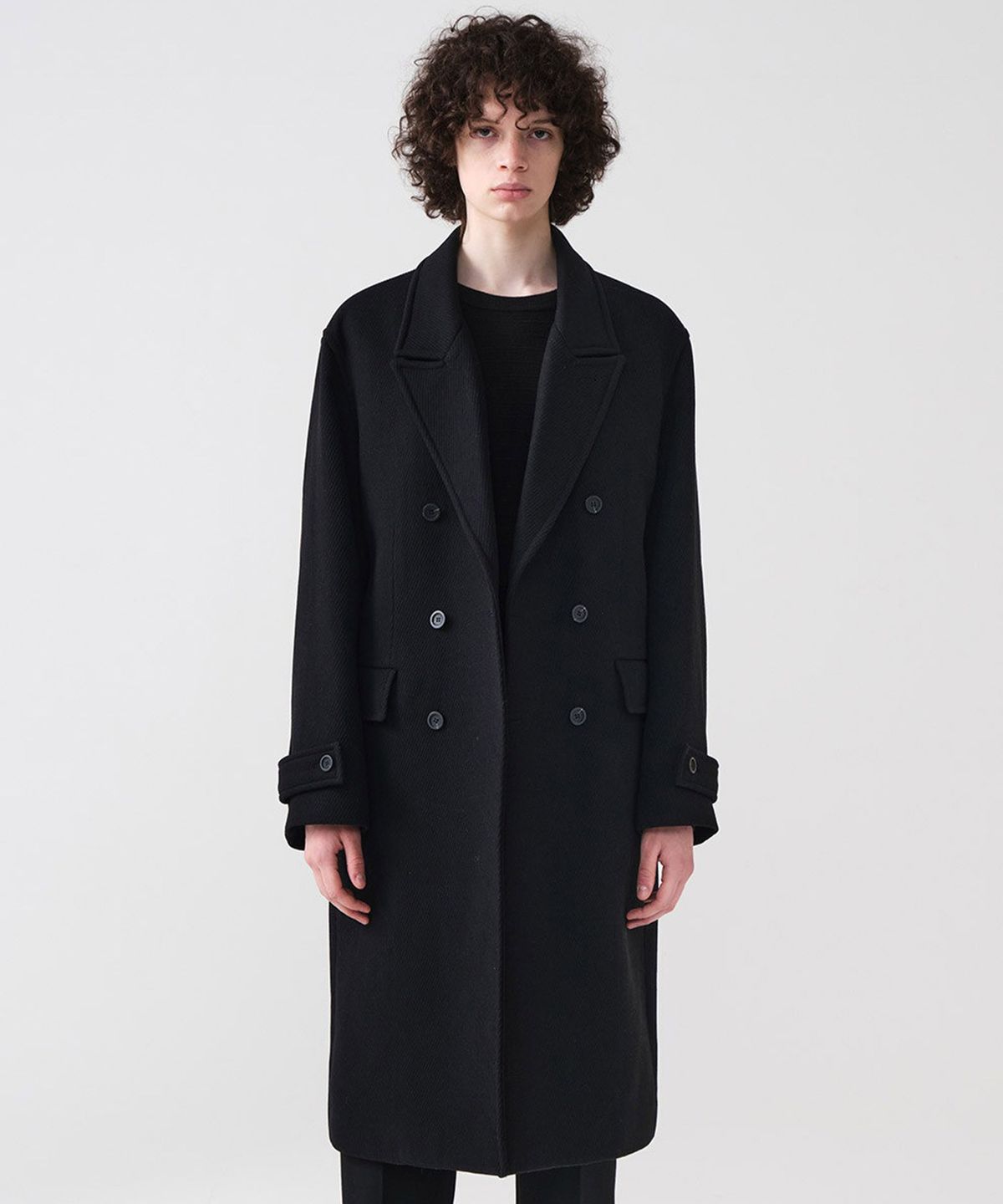 에스티코(STCO) 더블 브레스티드 WOOL 코트 블랙 (오버핏)_SCTUD73OSB