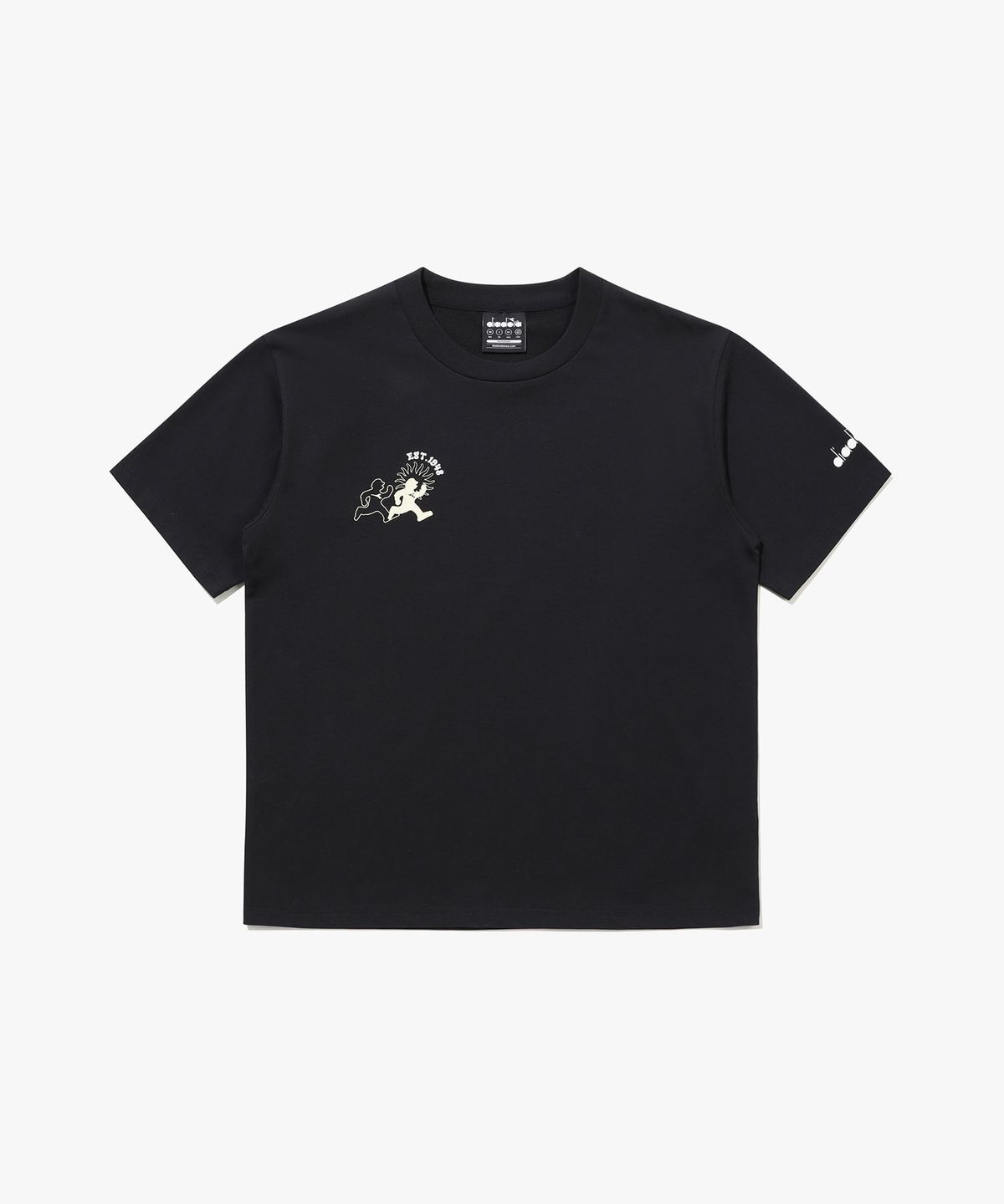 디아도라(diadora) HIGH MILE 런클럽 그래픽 반팔 티셔츠 BLACK