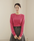 울 100% 라운드넥 니트 스웨터_핫핑크
