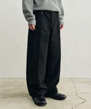 도비 패널 와이드 팬츠 [블랙]