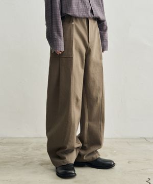 도비 패널 와이드 팬츠 [카키]