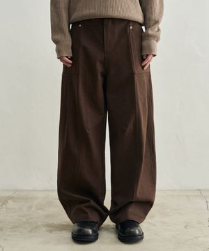 도비 패널 와이드 팬츠 [브라운]