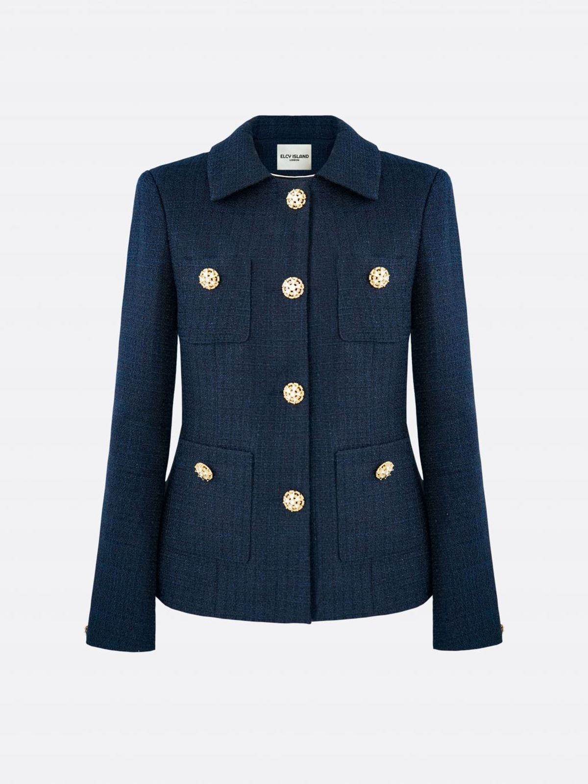 엘시 아일랜드(ELCY ISLAND) Classic Tailored Tweed Jacket (NAVY)