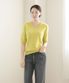 울100% V넥 7부 반팔 니트_옐로우그린