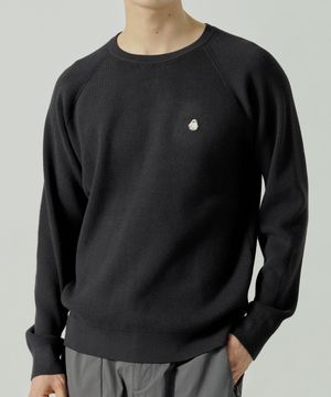 남녀공용 하찌 래글런 액티브 라운드 니트 [매트블랙]_HG1SW010