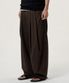 스트라이프 더블 핀턱 와이드 슬랙스 - 브라운