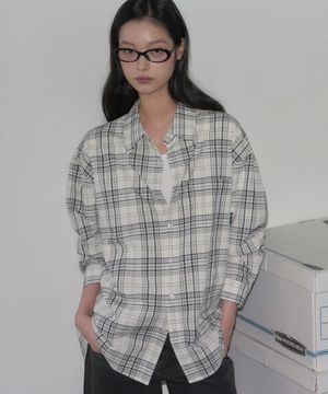 마일로 오버핏 체크 셔츠 [WHITE]