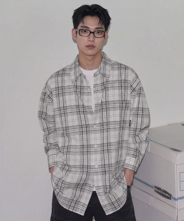 마일로 오버핏 체크 셔츠 [WHITE]