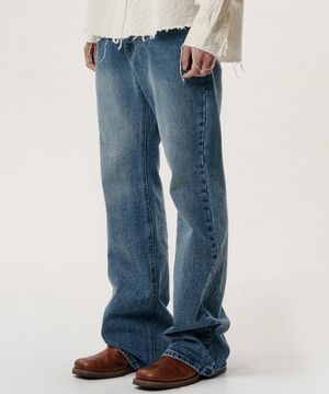 세미 플레어 데님 진 - 블루