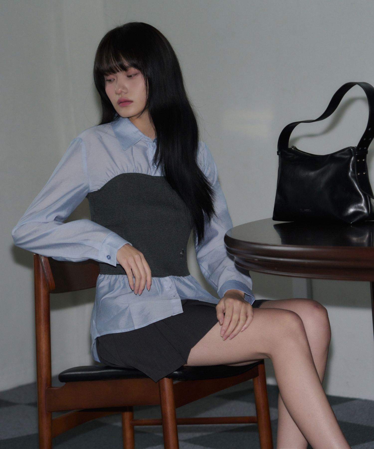 BUSTIER LAYERED SHIRT FLAREUP] Layered Bustier T-Shirt (FL 