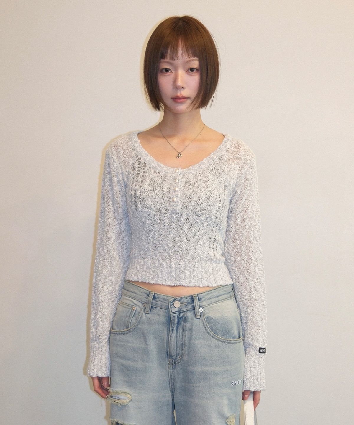 애즈온(ASON) ICE BOUCLE KNIT / GRAY
