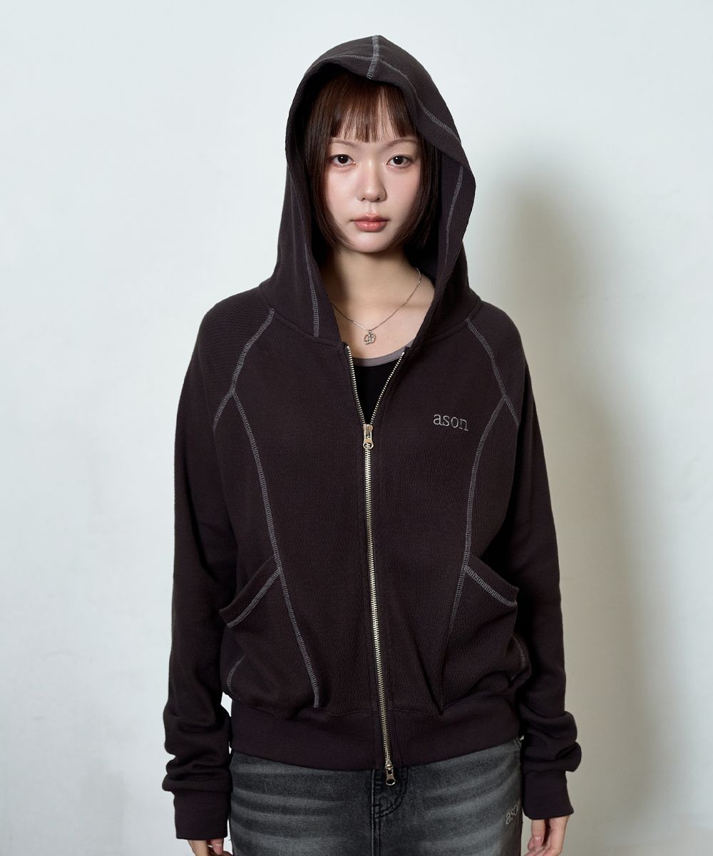 MUSINSA公式 | ASON BUNNY TRAINING HOOD ZIP-UP / CHARCOAL