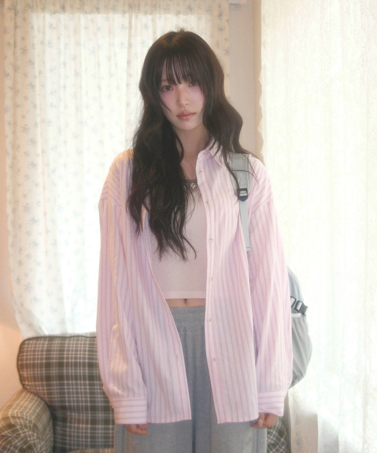 애즈온(ASON) LOPY STRIPE SHIRT / PINK