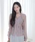 셔링 브이넥 머플러 블라우스 [PURPLE GREY]