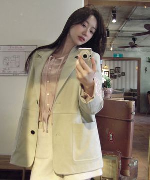 [W]오버핏 스웨이드 테일러드 블레이저