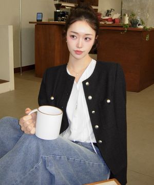 [W]라운드넥 트위드 자켓