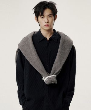 빈티지 워시드 로우컷 셔츠 - 차콜