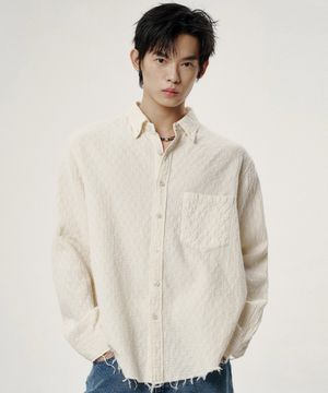 빈티지 워시드 로우컷 셔츠 - 아이보리