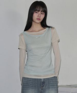 투톤 슬리브리스 레이어드 롱슬리브 [SAGE BLUE]