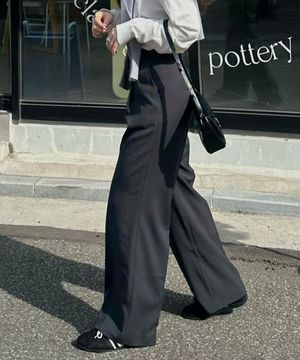 [W]원턱 와이드 밴딩 슬랙스 - 3color