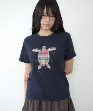 터틀 로고 슬림핏 티셔츠 [네이비]