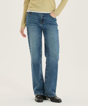 [W]스트레이트 밴딩 데님 팬츠