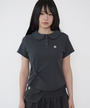 라운드 카라 티셔츠 [도트 차콜]