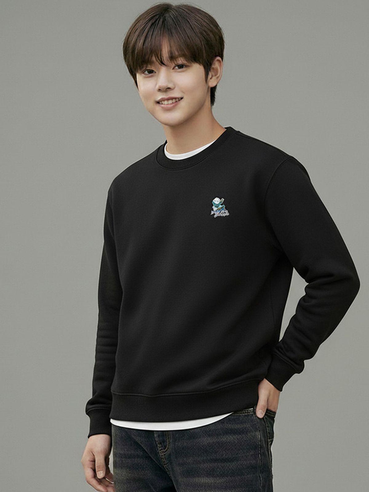 행텐 틴즈(HANGTEN TEENS) 틴즈 더블페이스 스몰 베니 맨투맨_100(14560-031-202-07)