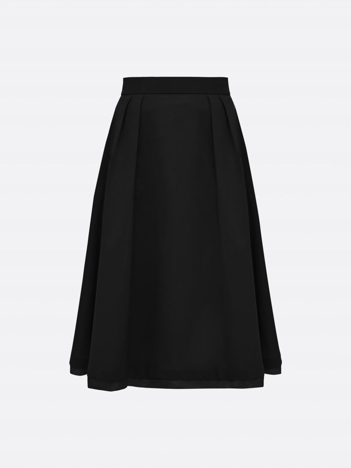 엘시 아일랜드(ELCY ISLAND) Grace Organza-Trim Wool A-line Skirt (BLACK)