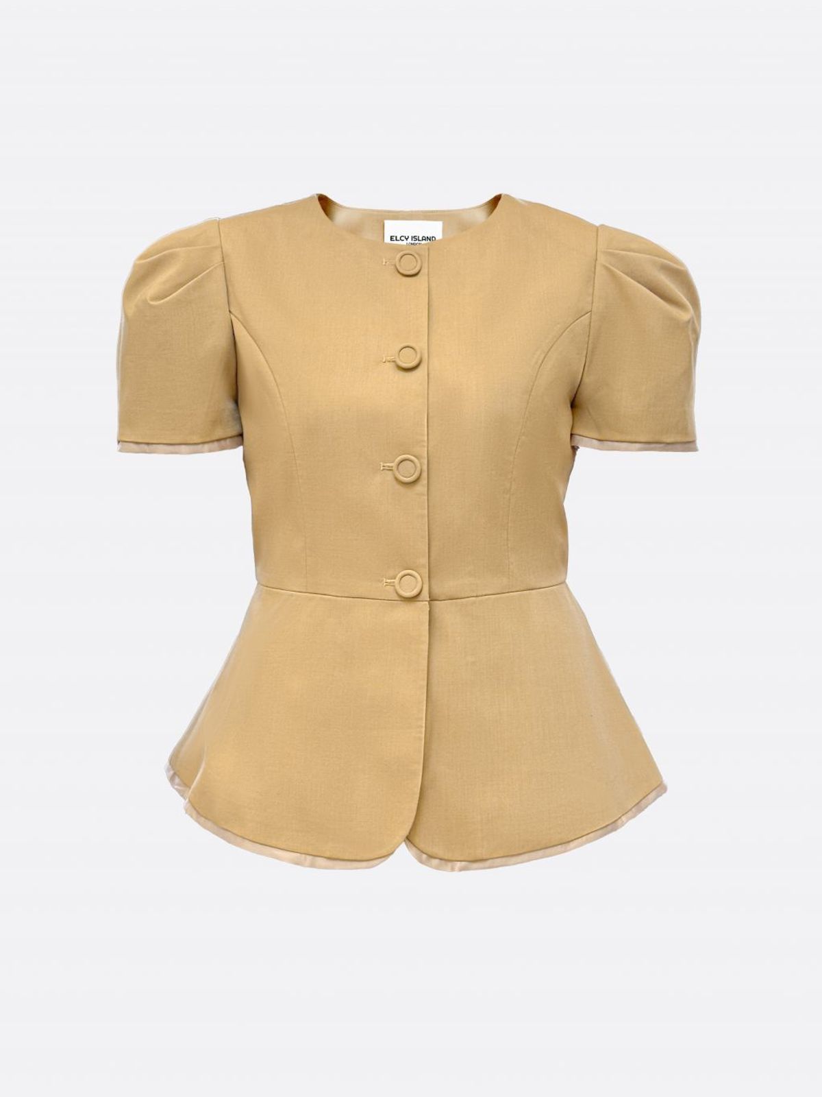 엘시 아일랜드(ELCY ISLAND) Grace Organza-Trim Wool Jacket (BEIGE)
