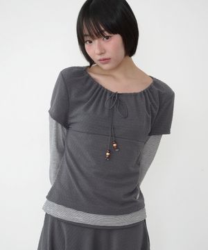 셔링 레이어드 롱슬리브 [차콜]