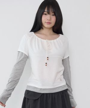 셔링 레이어드 롱슬리브 [화이트]