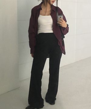 세미 부츠컷 밴딩 팬츠 블랙