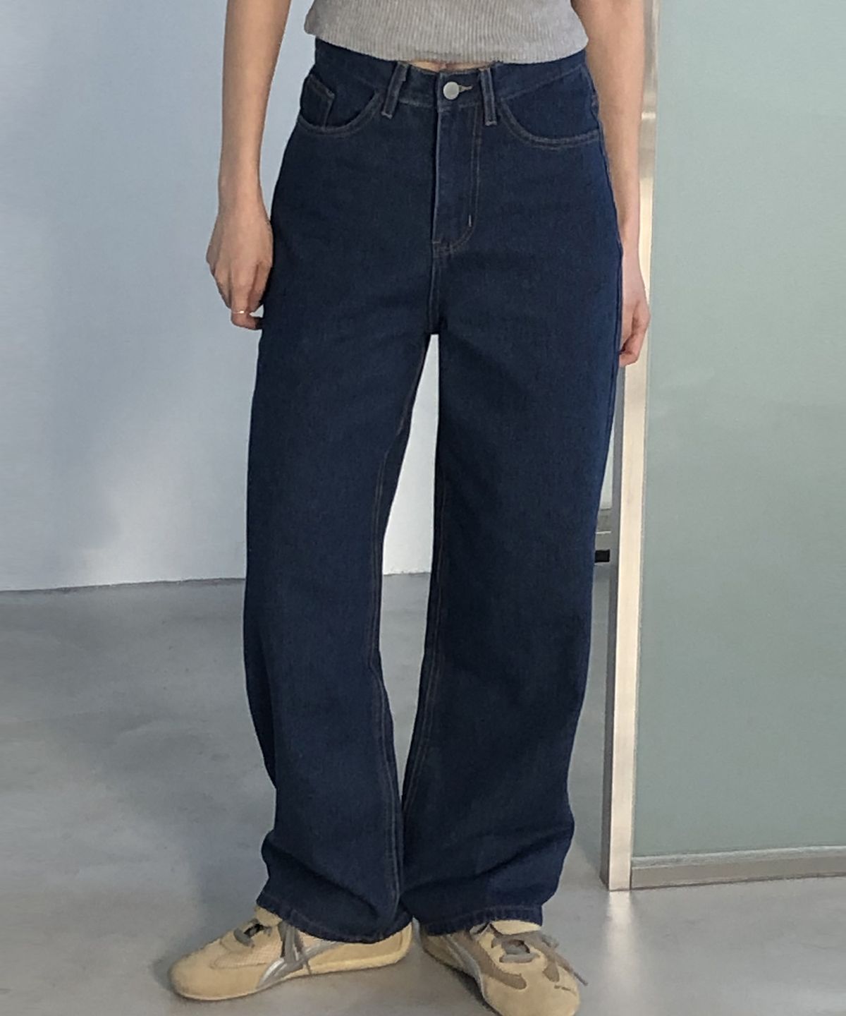 칙스(CHICKS) 데일리 스트레이트 데님 팬츠 중청