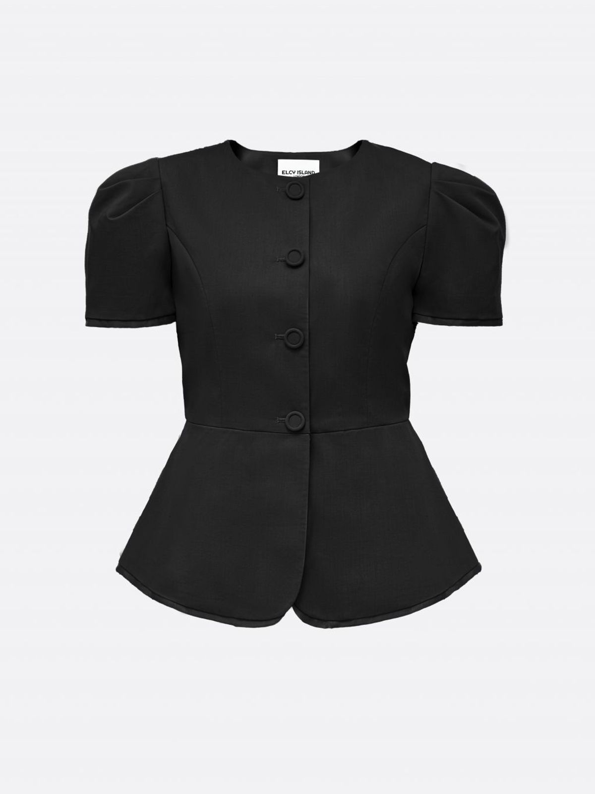 엘시 아일랜드(ELCY ISLAND) Grace Organza-Trim Wool Jacket (BLACK)