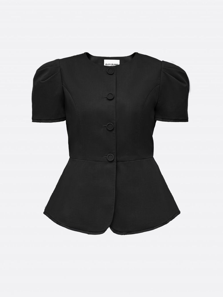 Grace Organza-Trim Wool Jacket (BLACK)