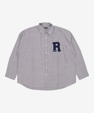 R로고 아플리케 옥스포드 오버셔츠(블랙) L