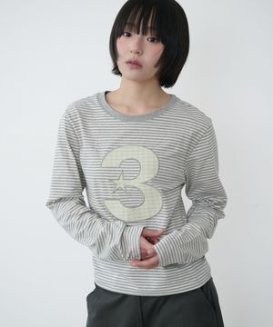 3 logo 슬림핏 롱슬리브 [스트라이프 그레이]