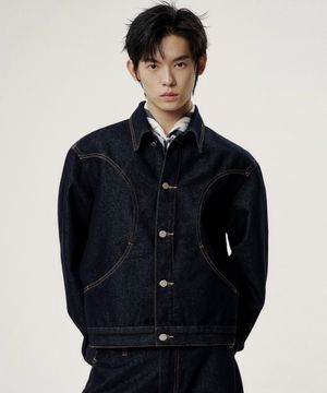 워시드 데님 블루종 자켓 - 인디고