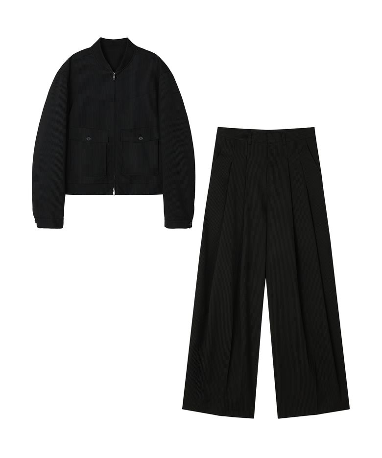 [SET] 스트라이프 오피서 블루종 셋업 - 2 COLOR