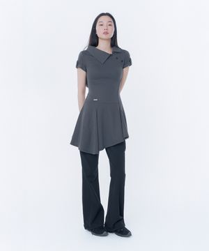Slash button flare one piece CHARCOAL