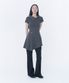 Slash button flare one piece CHARCOAL