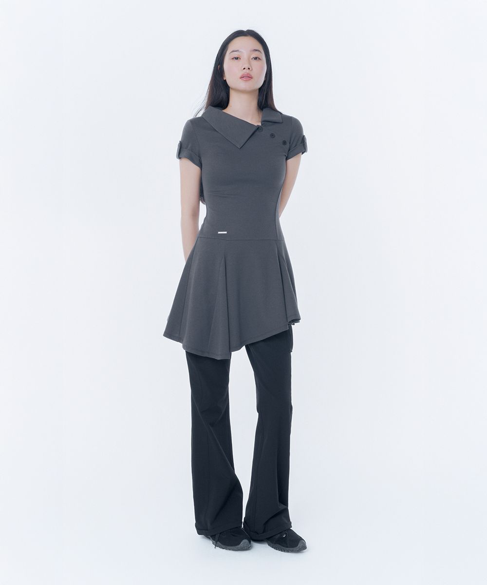 MUSINSA公式 | MISEKI SEOUL Slash button flare one piece CHARCOAL