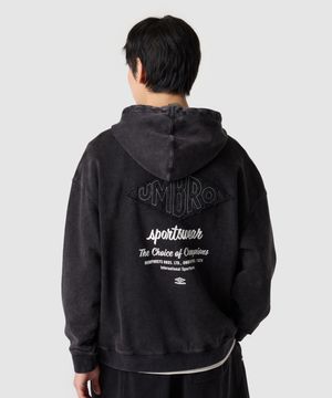 HBL 엄그레이 빈티지 아플리케 후드 티셔츠 차콜 UR121CHD21