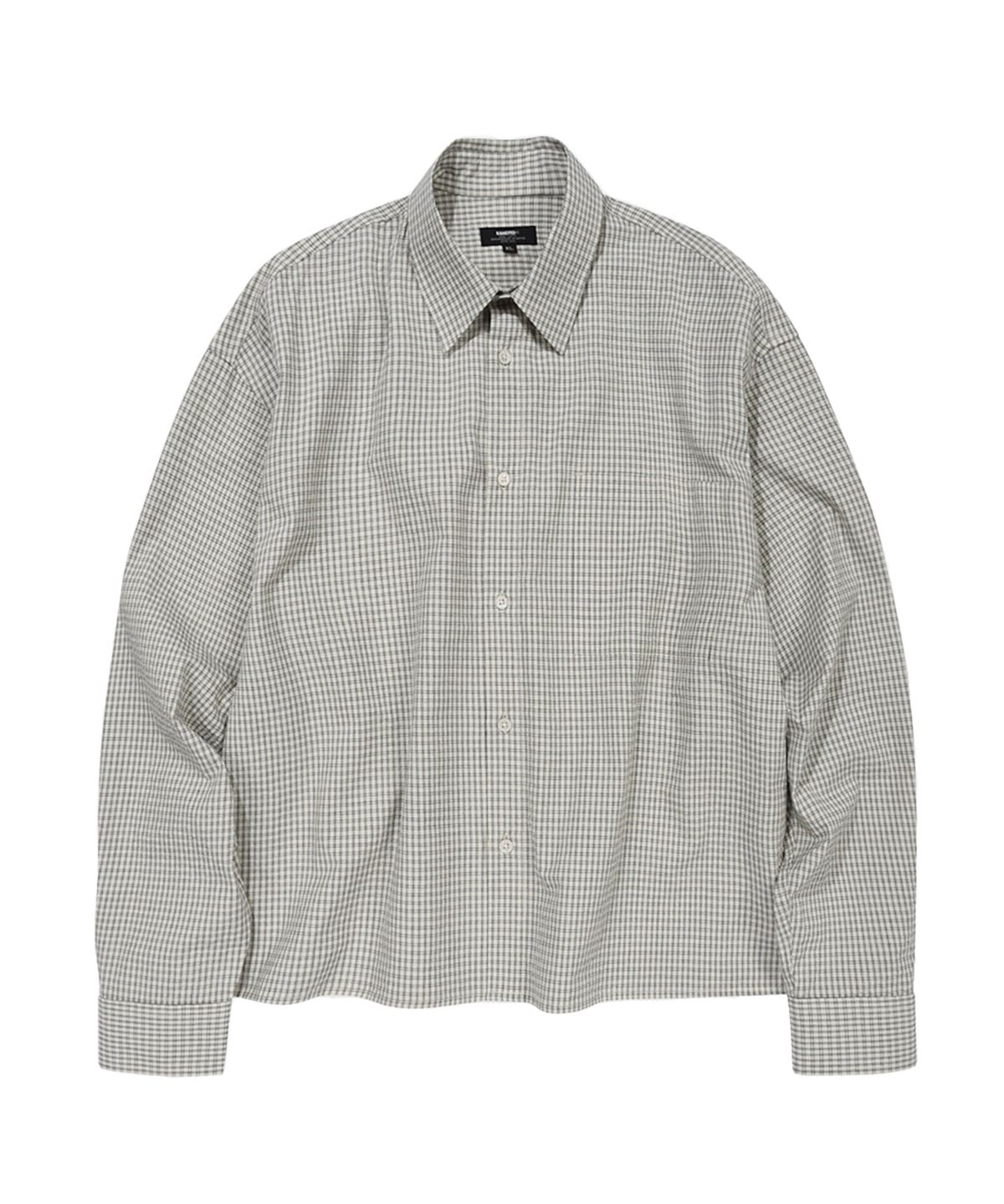 카네이테이(KANEITEI) HERITAGE MINIMAL CROPPED CHECK SHIRTS (CREAM)
