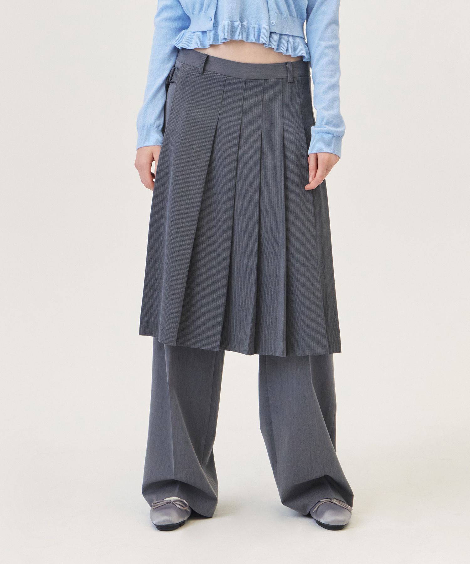 MUSINSA | GROVE HONOR WRAP SKIRT PANTS (GRAY)